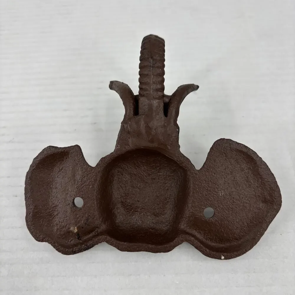 Elephant Wall Hook Cast Iron Brown Key Coat Towel Hanger Cabin Lodge Metal Decor